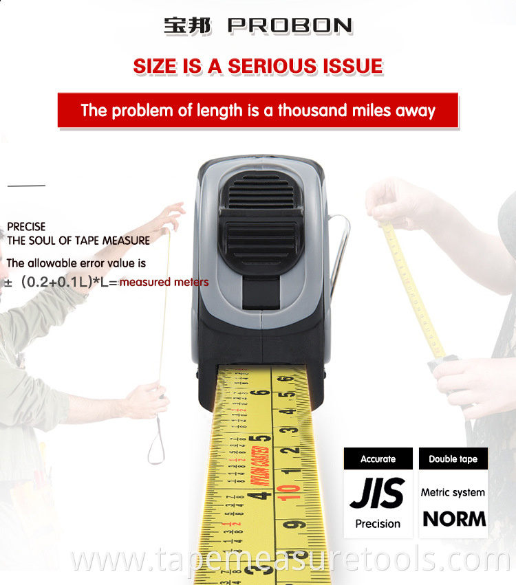 Professional measuring tools industrial grade steel tape measure 3 meters 5 meters 7.5 meters rubber coated tape measure